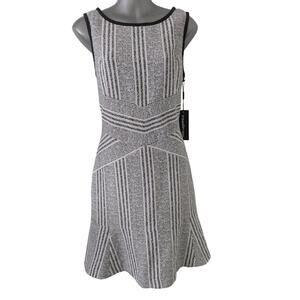 NWT Karl Lagerfeld Paris Sz 8 Peplum Hem Black & White Dress